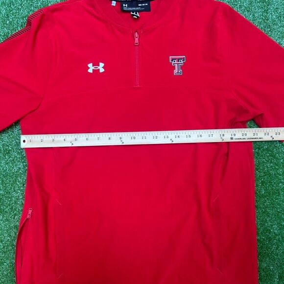 Texas Tech Raiders Under Armour Jacket 1/4 Zip Mens Medium Windbreaker Red - Picture 6 of 7